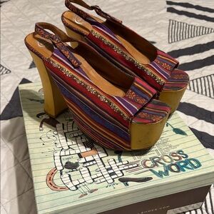 Jeffrey Campbell Big Girl Bohemian Striped Platform Heels